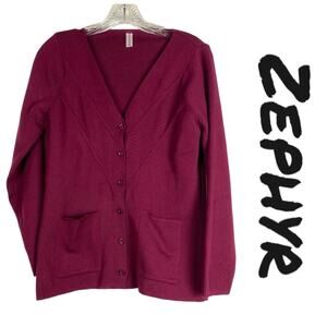 Zephyr Women’s Cranberry Grandpacore Cardigan Sweater Size Small